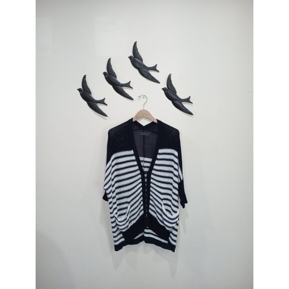 Velvet By Graham & Spencer Navy & White Striped Knit Oversize Cardigan Shrug - S - Picture 4 of 8